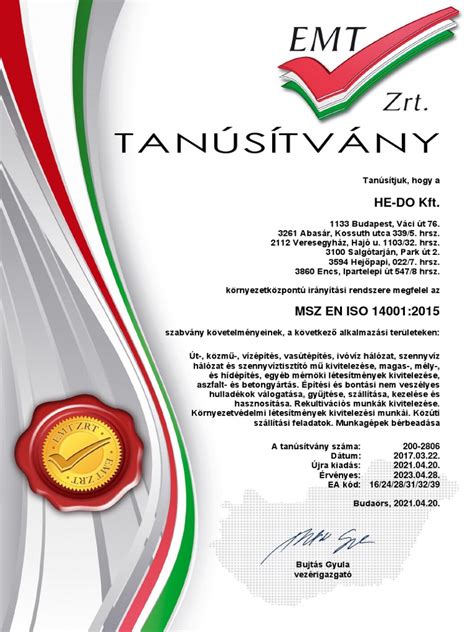 Teherkötöző tanúsítvány minta