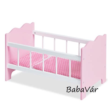 Rózsaszín baldachinos játék babaágy