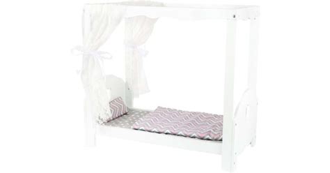 Fehér fa baldachinos játék babaágy