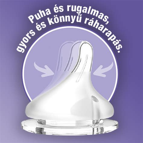 Cumisüveg etetőcumival, amely utánozza a mell formáját