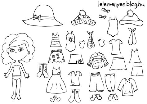 rajzolt öltöztetős baba ruhákkal