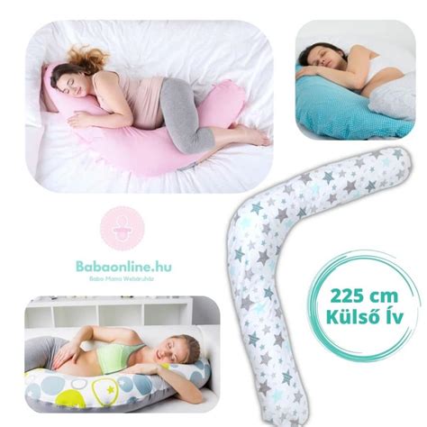 Kismama párnát használó nő oldalfekvésben