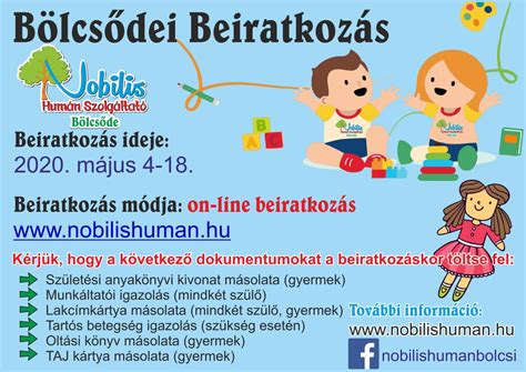 Naptár a bölcsődei beiratkozás időpontjaival