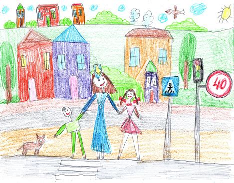 Gyermekrajz Down-szindrómás családról