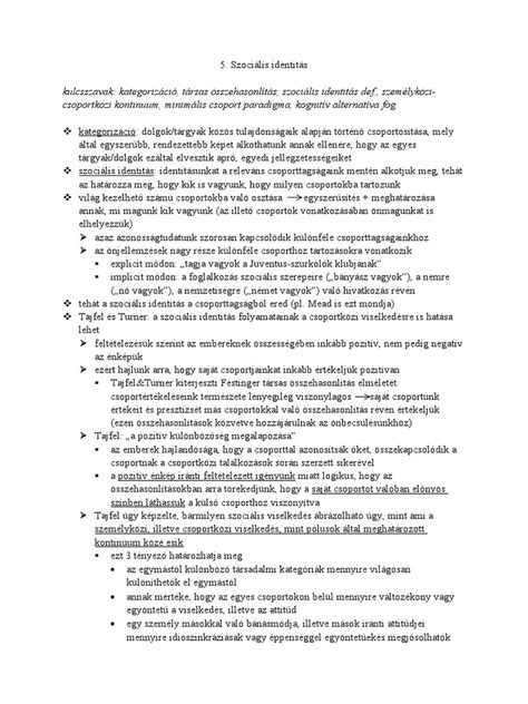 A szociális identitás elméletének vázlata