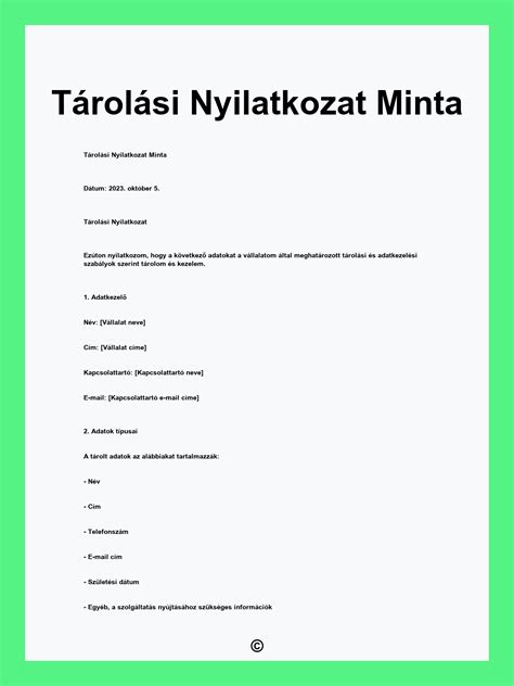 Tárolási feltételek illusztrációja