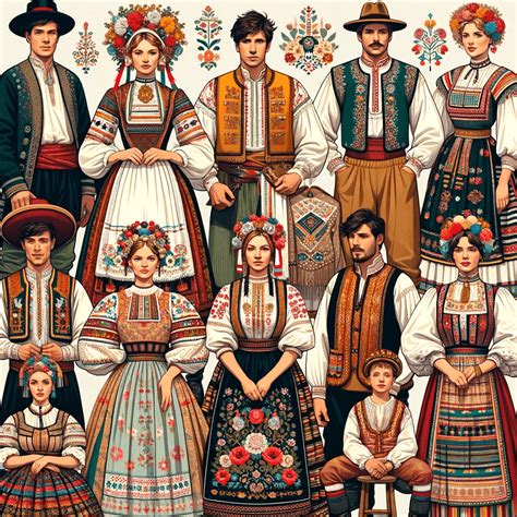 Különböző magyar népviseletek